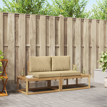 Utomhussoffset 2 st Vit och Beige Polyester