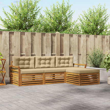Utomhussoffset med kudde Naturlig och Beige 254 x 162,5 x 73 cm