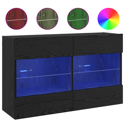 TV Vägghylla 98,5 x 30 x 60,5 cm Svart Ek Konstruerat trä