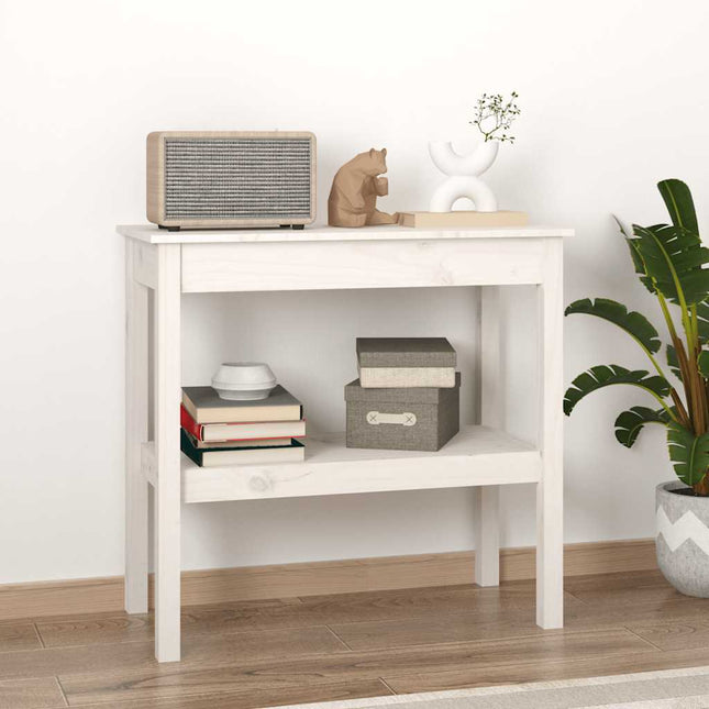 Konsolbord vit 80x40x75 cm massiv furu