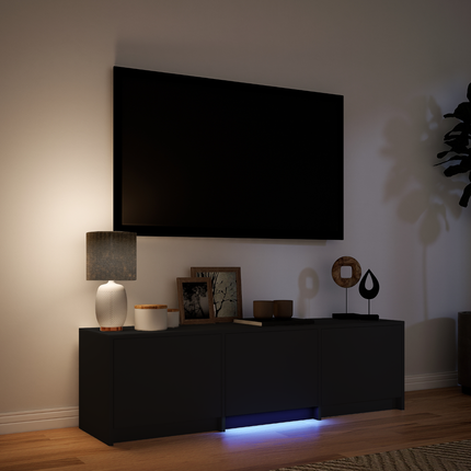 TV-bänk med LED 140 x 34 x 40 cm Svart Konstruerat trä
