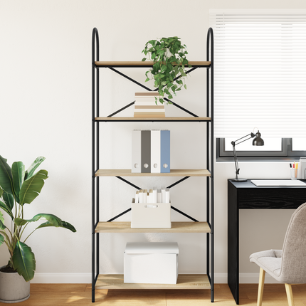 Hyllsystem 5 nivåer 80 x 30 x 183 cm Konstruerat trä Sonoma-ek