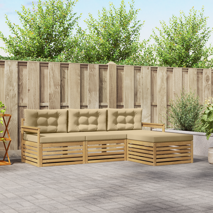 Utomhussoffset 4 st Vit och Beige Polyester