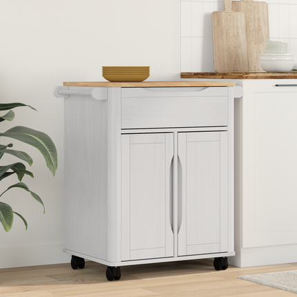 Köksvagn FLORO Vit 72,5 x 45 x 80 cm Massiv furu
