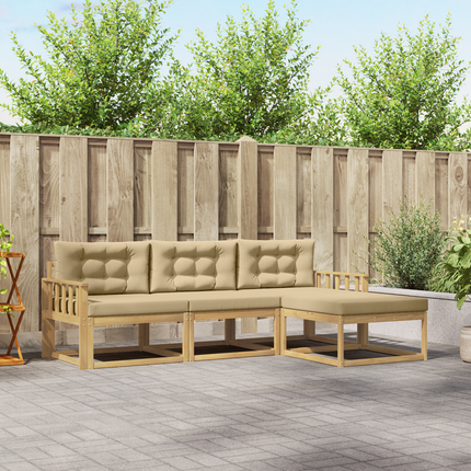 Utomhussoffset 4 st Vit och Beige Polyester