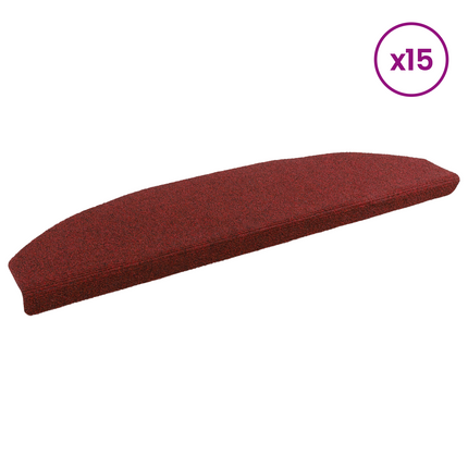 Självhäftande trappmattor 15 st 80 x 24,5 x 3,5 cm Bordeaux Röd