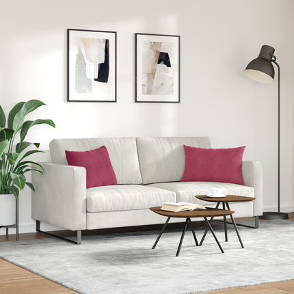 Sofakuddar 2 st Sammet Vinröd 60 x 40 cm