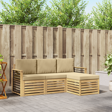 Utomhussoffset 4 st Vit och Beige Polyester