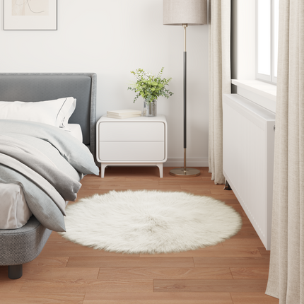 Fuskfäll matta TAFALLA Vit Ø 80 cm Polyester