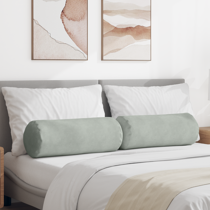 Bolsterkuddar 2 pcs Ljusgrå Ø 25 x 70 cm Kordread tyg