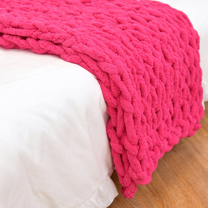 Handmade Coarse Yarn Knitted Chenille Rod Knitted Yarn Sofa Cover Blanket