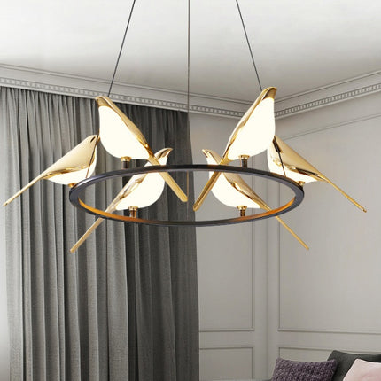 Nordic Minimalist Dining Table Bird Art Living Room Chandelier