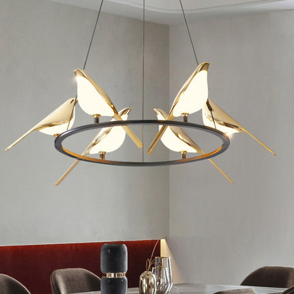 Nordic Minimalist Dining Table Bird Art Living Room Chandelier