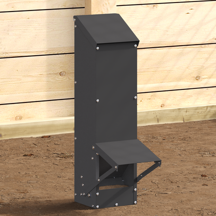 Hönsfodertråg Svart 13 x 12 x 51 cm Kallvalsat Stål