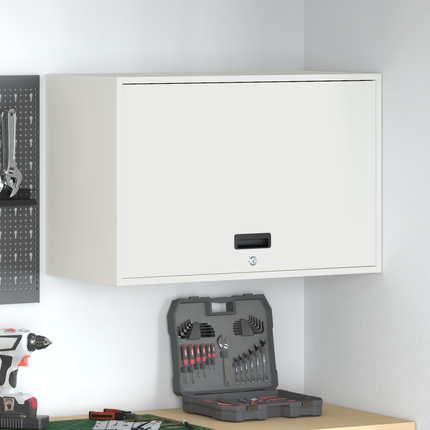 Vägghylla för garage Vit 80 x 40 x 53 cm Pulverlackerad stål