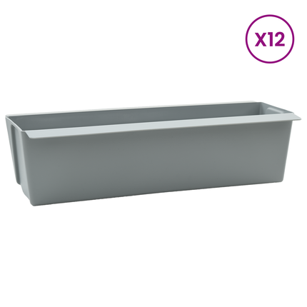 Blomlådor för Euro-pallar 12 st Ljusgrå 36 x 13,5 x 9,5 cm