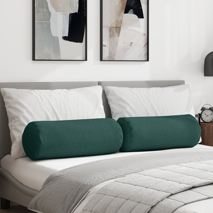 Bolsterkuddar 2 pcs Mörkgrön Ø 25 x 70 cm tyg