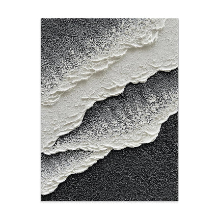 3D Texture Sea Wave Scenery Abstract Landscape Design Oil Painting Internet Celebrity Style Black And White Waves Wall Art Picture Hand-Painted Canvas Hot Selling For Living Room Decor