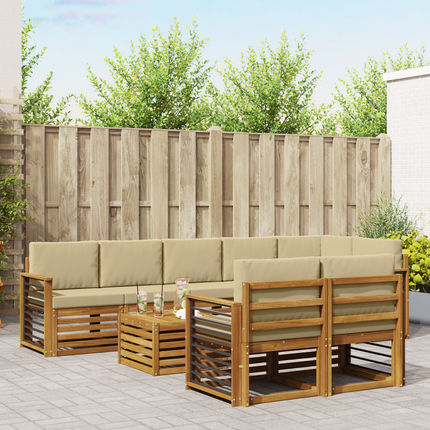 Utomhussoffset 9 st Naturlig och Beige Polyester
