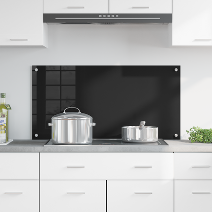 Köksskydd Svart 100 x 50 cm härdat glas