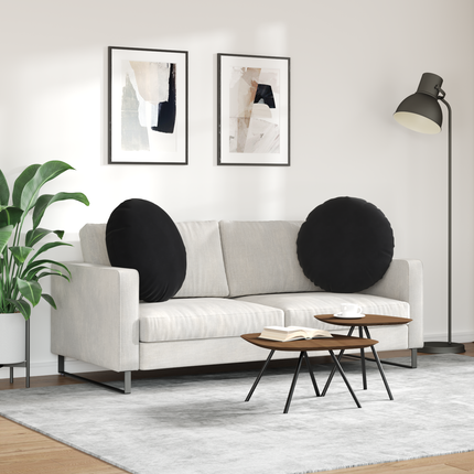 Sittkuddar 2 st Sammet Svart Ø 80 x 29 cm