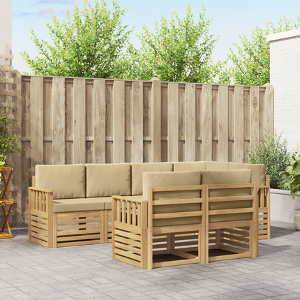 Utomhussoffset 7 st Vit och Beige Polyester
