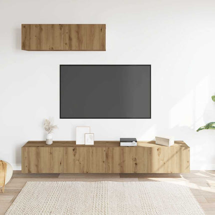 Väggmonterade TV-skåp 3 st ek 100x30x30 cm konstruerat trä