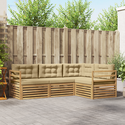 Utomhussoffset 4 st Vit och Beige Polyester