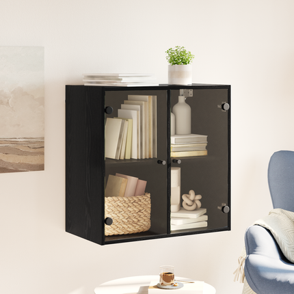 Väggskåp 68 x 37 x 68,5 cm Konstruerat trä Svart Ek