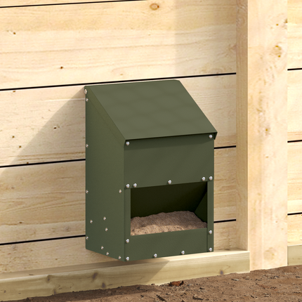 Hönsfodertråg Olivgrön 21 x 16 x 33 cm Kallvalsat Stål