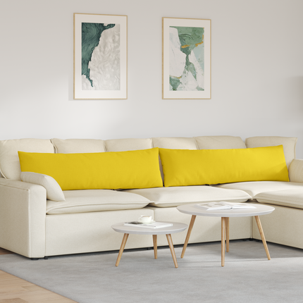 Sofakuddar 2 st tyg Ljusgul 145 x 40 cm