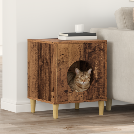 Katt hus Gammalt trä 42,5 x 40 x 53 cm Konstruerat trä