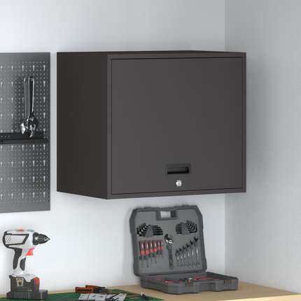 Vägghylla för garage Svart 60 x 40 x 53 cm Pulverlackerad stål