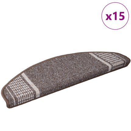 Självhäftande trappmattor 15 st 65 x 21 x 4 cm Non-Slip Brun