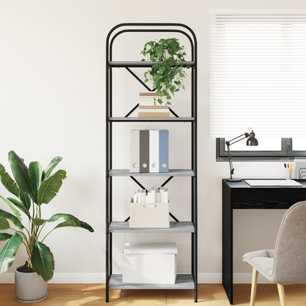 Hyllsystem 5 nivåer 60 x 30 x 183 cm Konstruerat trä Grå Sonoma