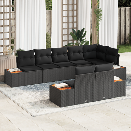 Trädgårdsoffset 8 st 8-Antal sittplatser Svart Polyrattan