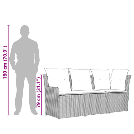 Möbelset 4 st Beige och gräddfärgad PE Rattan