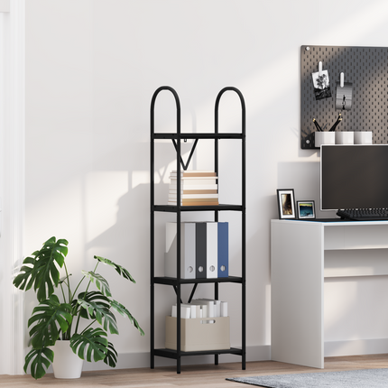 Hyllsystem 4 nivåer 40 x 30 x 146 cm Konstruerat trä Svart Ek