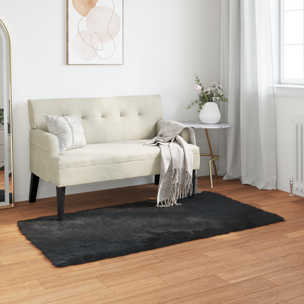 Fuskfäll matta TAFALLA Svart 60 x 110 cm Polyester