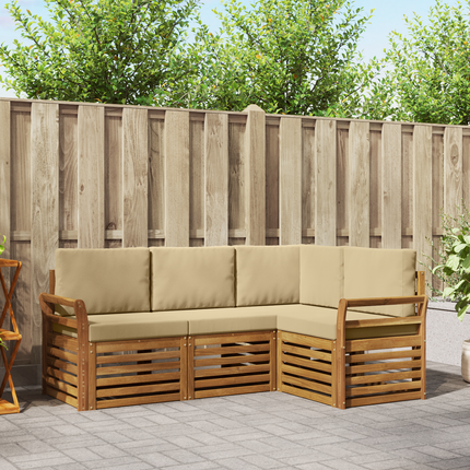 Utomhussoffset 4 st Naturlig och Beige Polyester