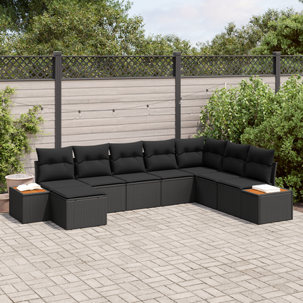 Trädgårdsoffset 9 st 8-Antal sittplatser Svart Polyrattan