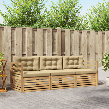 Utomhussoffset 3 st Vit och Beige Polyester