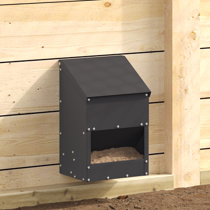 Hönsfodertråg Svart 21 x 16 x 33 cm Kallvalsat Stål