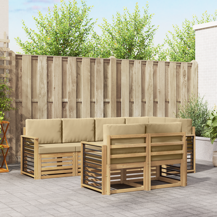 Utomhussoffset 7 st Vit och Beige Polyester