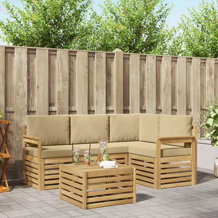 Utomhussoffset 5 st Vit och Beige Polyester