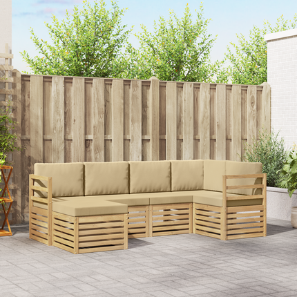 Utomhussoffset 6 st Vit och Beige Polyester