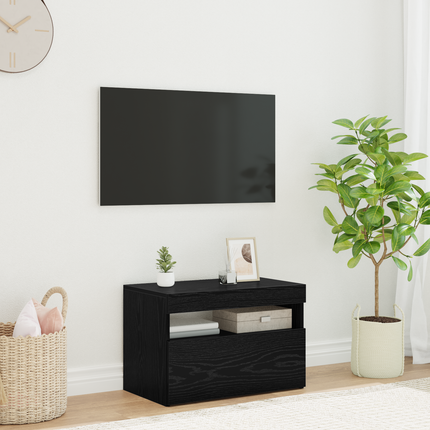 TV-skåp 60 x 35 x 40 cm Svart Ek Konstruerat trä