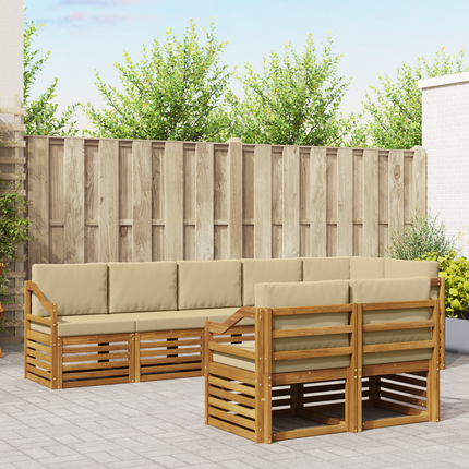 Utomhussoffset 8 st Naturlig och Beige Polyester