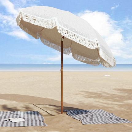 Badparasol Grå och Vit 205 x 205 x 210 cm Polyester och Stål