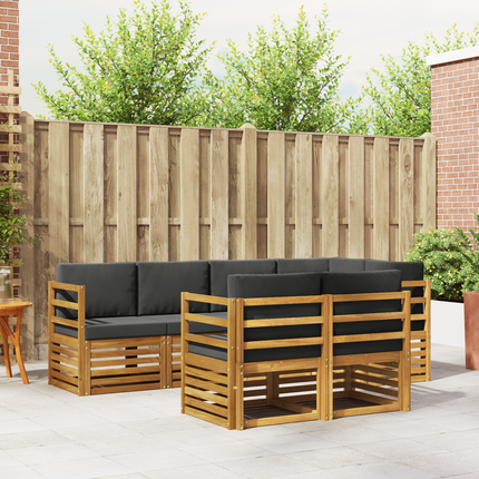 Utomhussoffset 7 st Naturlig och Antracit Polyester